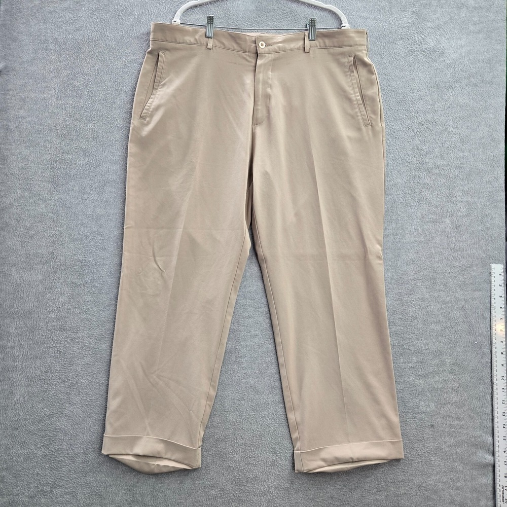 VINTAGE Nike Men Pants 40x27 Beige Chino Golf Logo Dri Fit Y2K READ